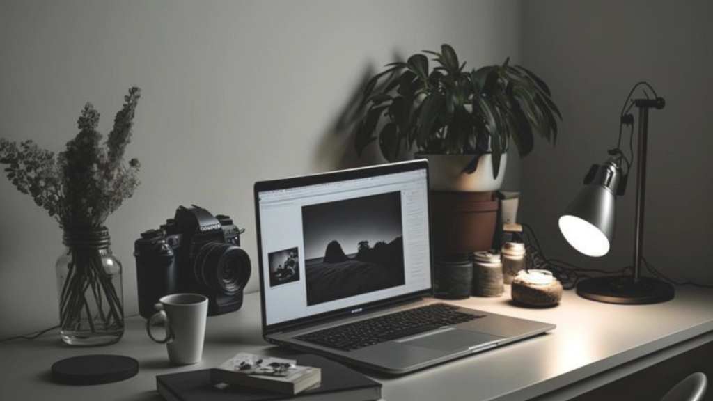laptop top on table